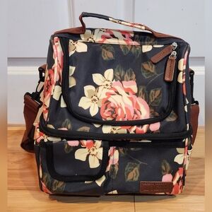 Lokass black floral lunch bag cooler